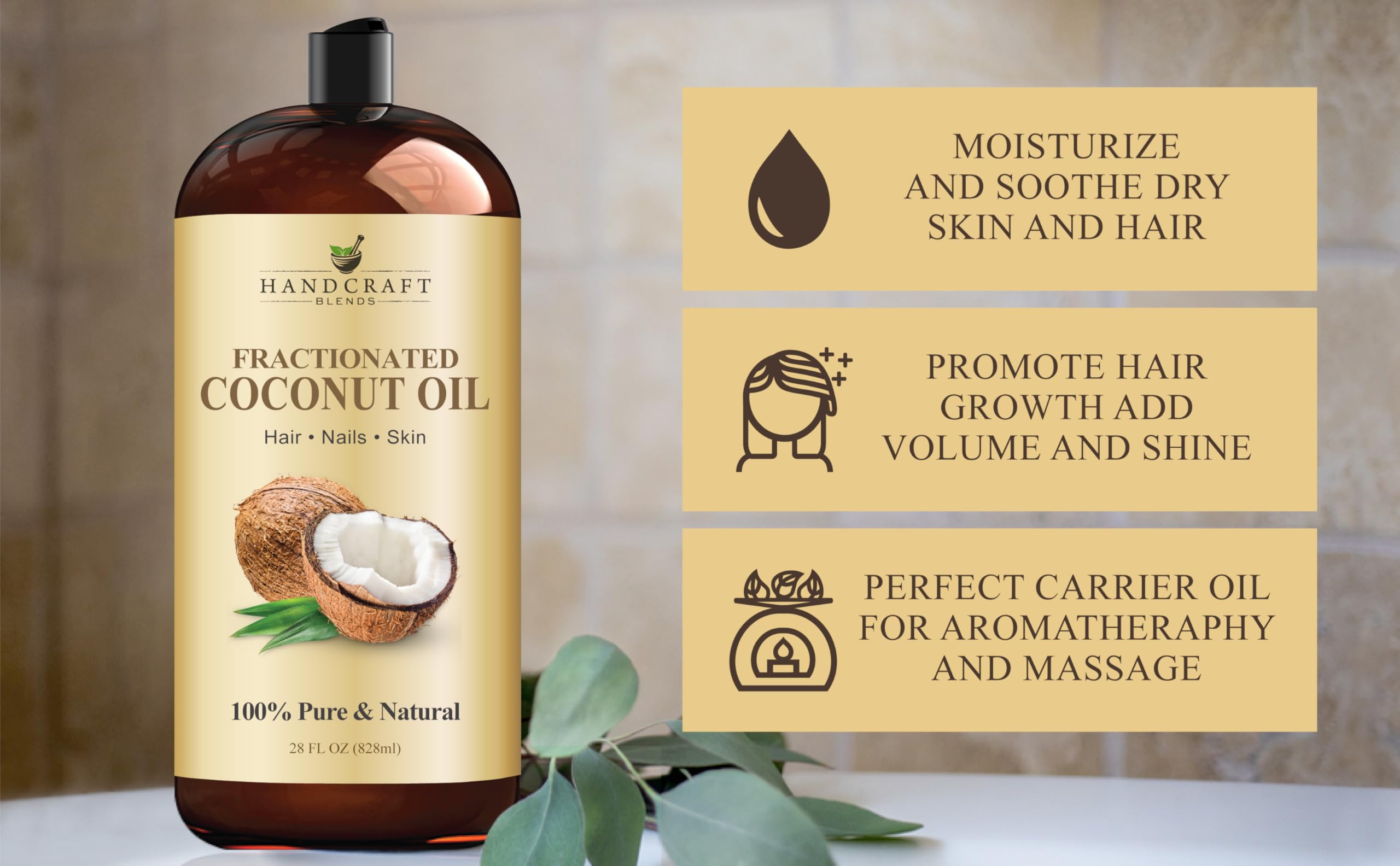 Handcraft Blends huile de coco fractionnée absorption rapide pour la peau.