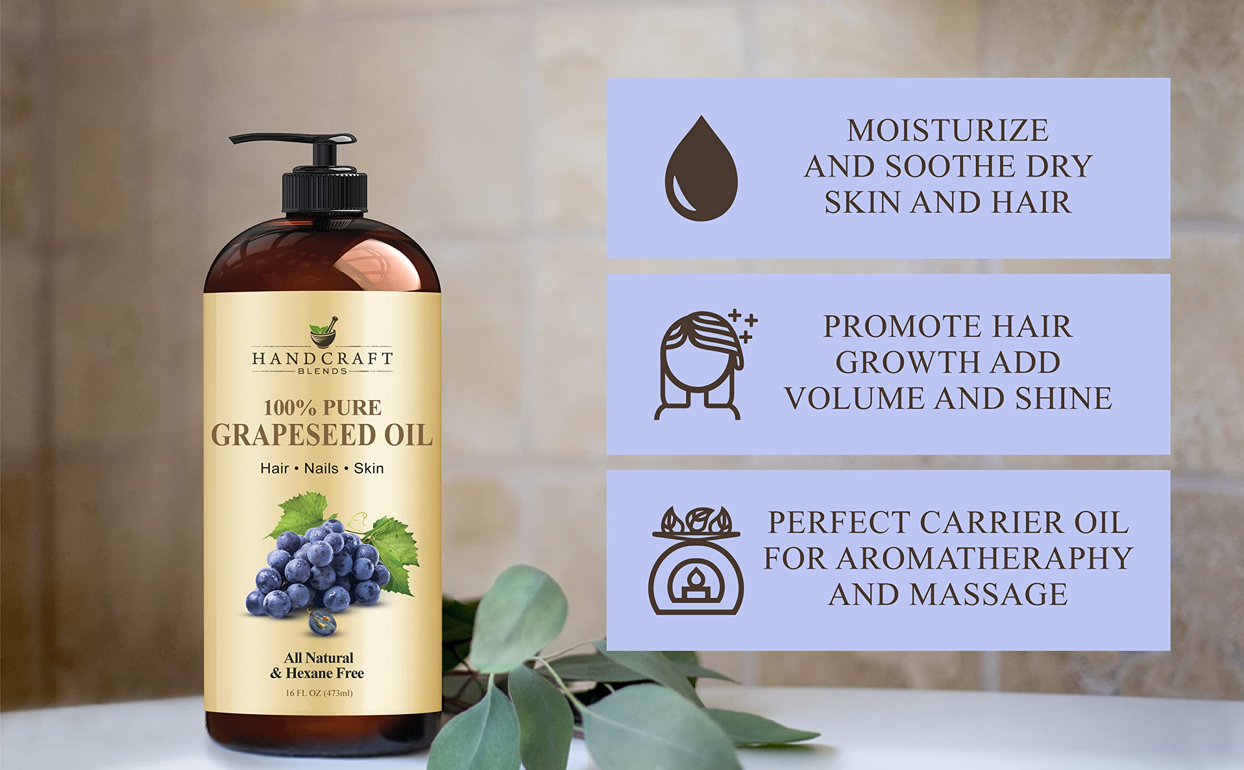 Handcraft Blends huile de pépins de raisin – massage relaxant et absorption rapide.