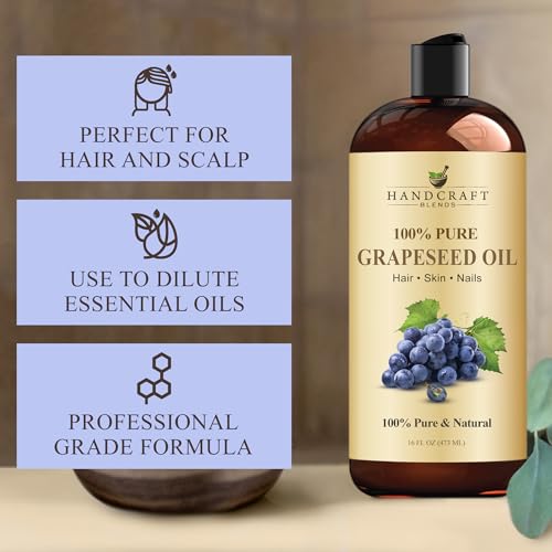 Handcraft Blends huile de graines de raisin – soin capillaire nourrissant pour cheveux brillants.