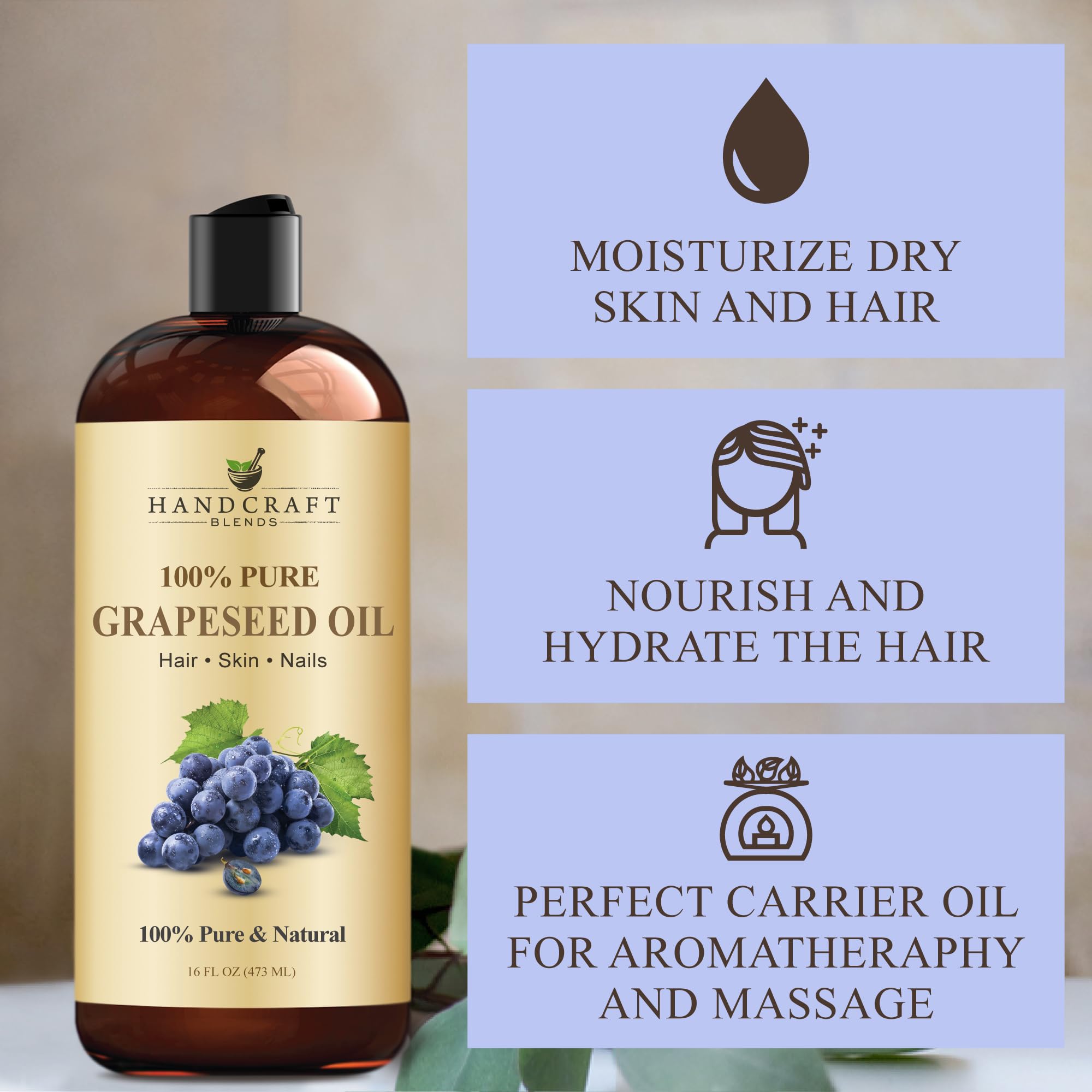 Handcraft Blends huile de graines de raisin – soin du corps nourrissant et hydratant.