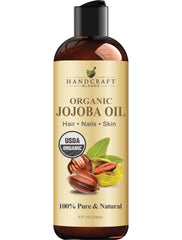Handcraft Blends Huile de jojoba, bouteille claire, hydratation légère et rapide.