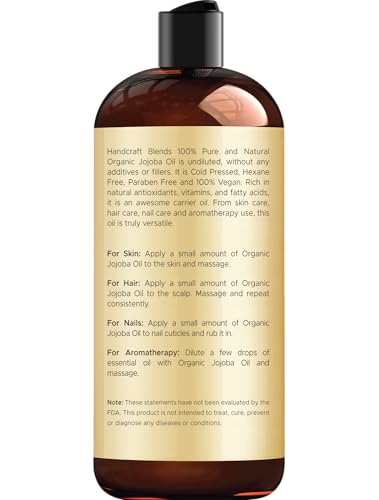 Texture huile jojoba Handcraft Blends pour une absorption douce sans film gras.