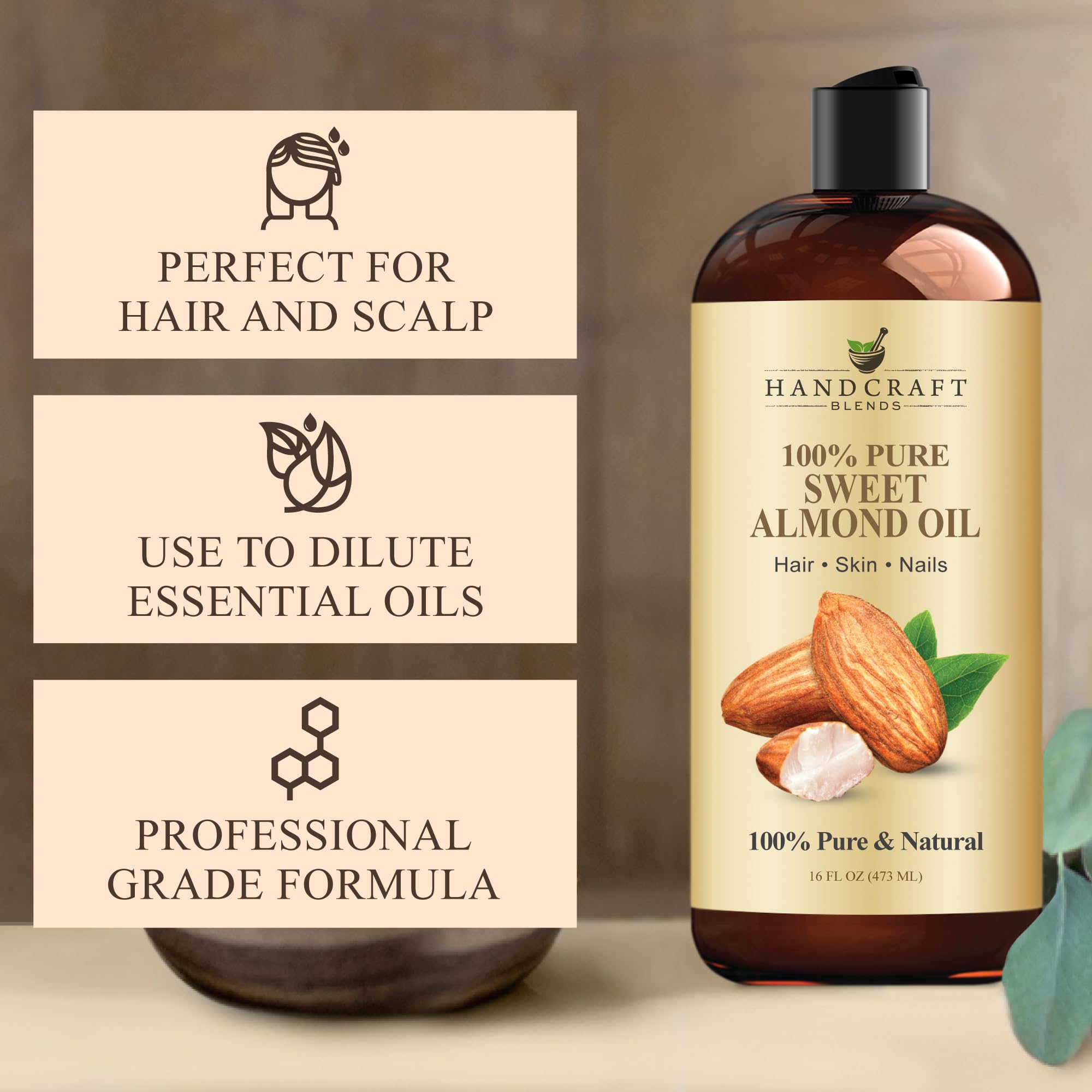 Handcraft Blends soin cheveux huile d'amande douce pour cheveux brillants.