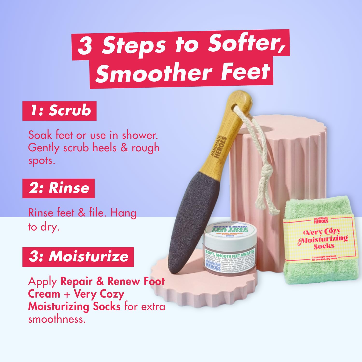 Handmade Heroes Foot Exfoliator : callosités des pieds et peau plus douce