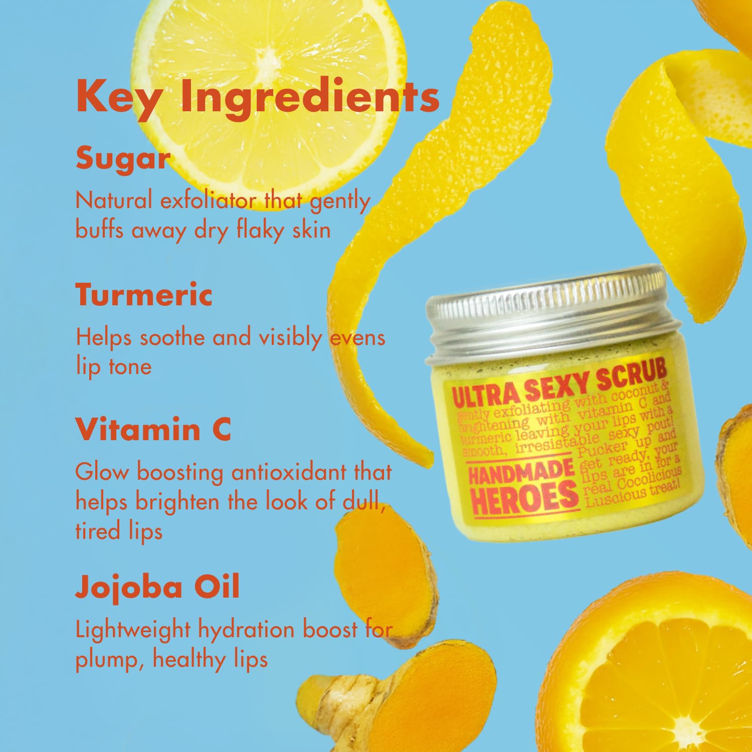 Ingrédients naturels : curcuma et vitamine C offrent une action nourrissante.