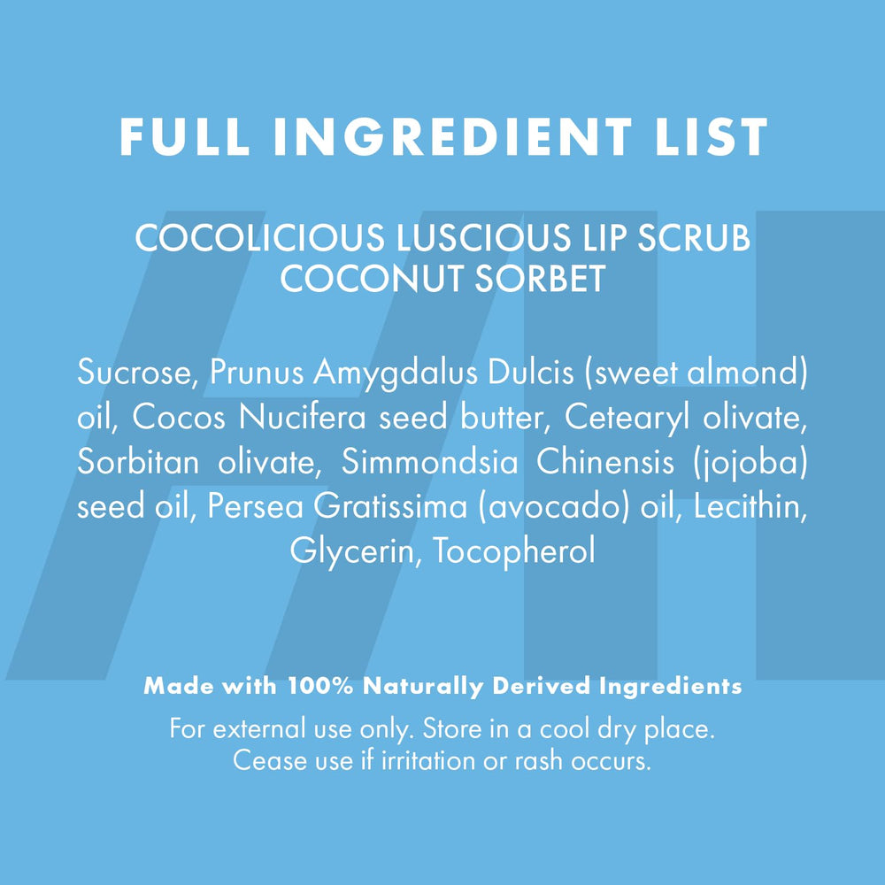 Routine soins lèvres Handmade Heroes, gommage coco pour préparer les lèvres avant le soin.