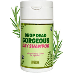 Shampoing sec Handmade Heroes au romarin, rafraîchit les racines et apporte du volume.