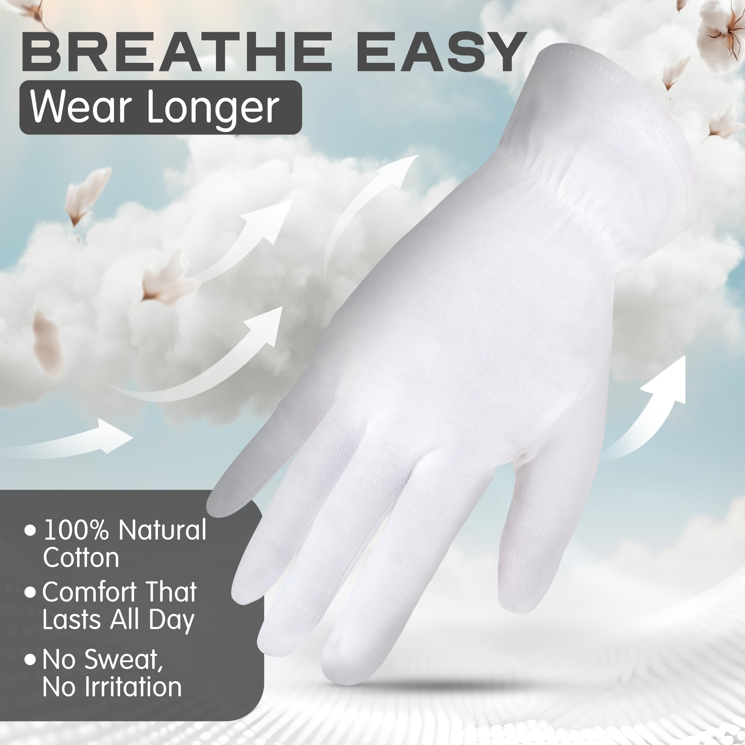 HandsAllright gants coton blanc réutilisables avec sac linge inclus