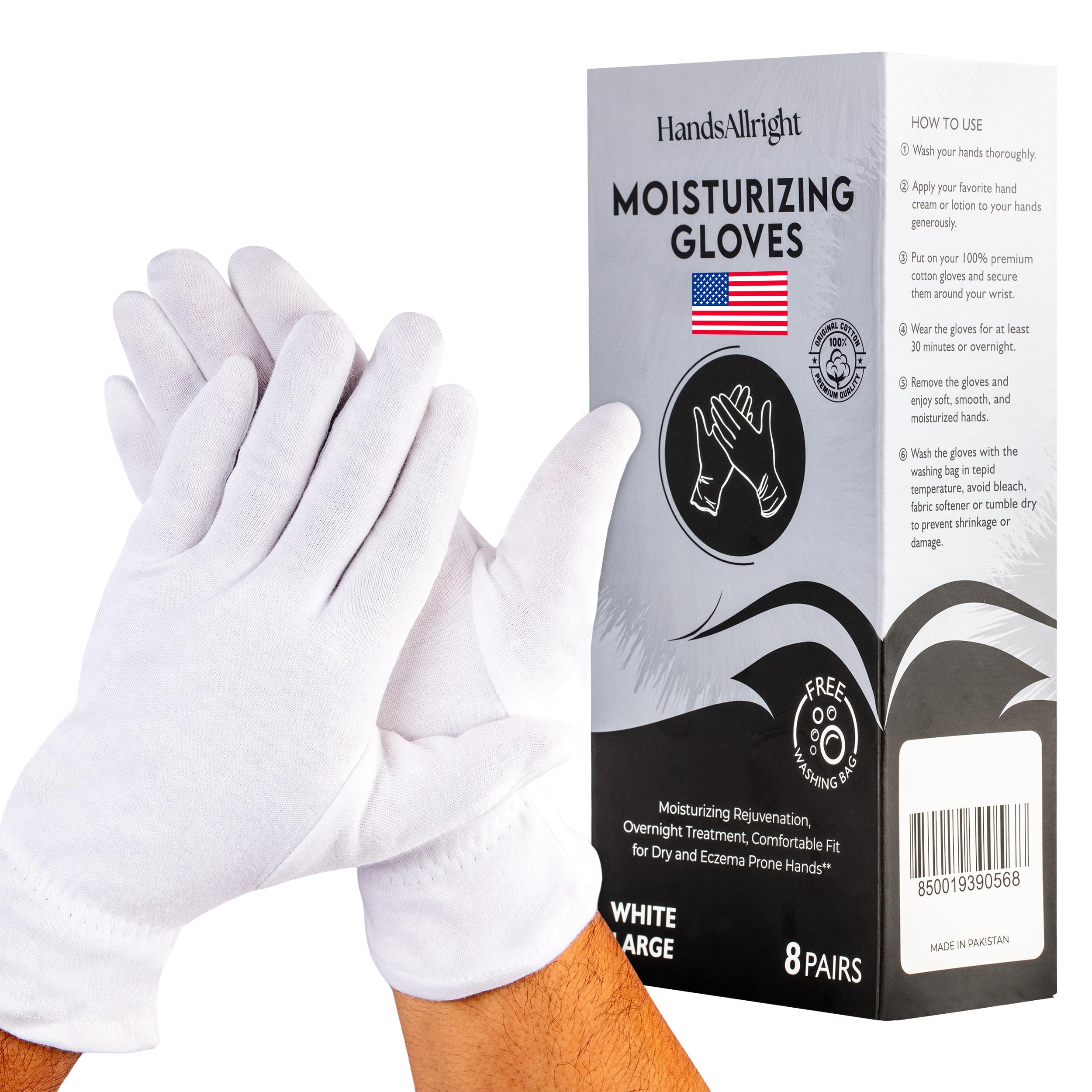 HandsAllright gants coton blanc nuit pour confort et hydratation des mains
