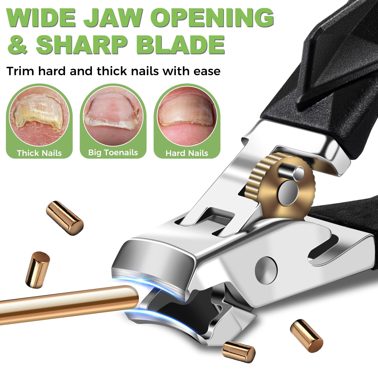 HANDWENG coupe-ongles ouverture-large 6mm facilite taillage d ongles épais