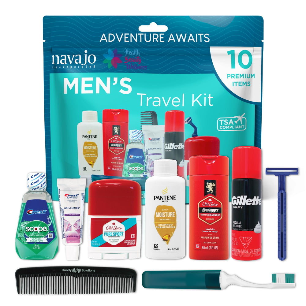 Kit voyage Handy Solutions 10 pièces prêt à emporter, idéal pour les déplacements.