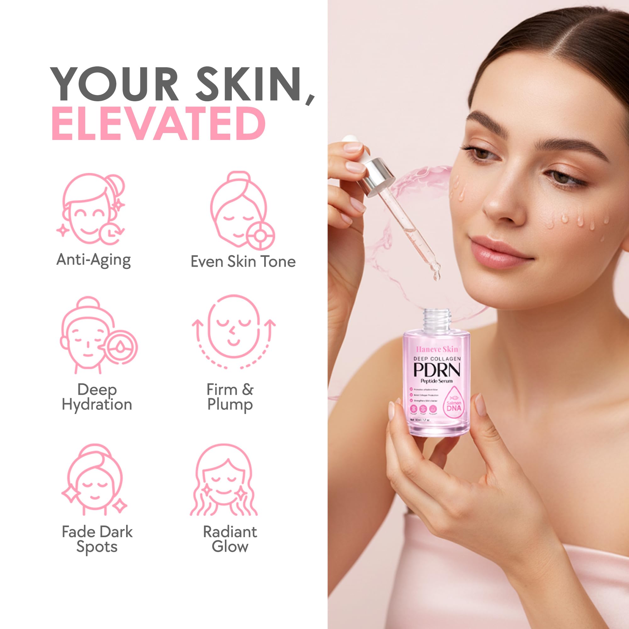 Sérum Haneve Deep Collagen — texture légère pour peau douce.