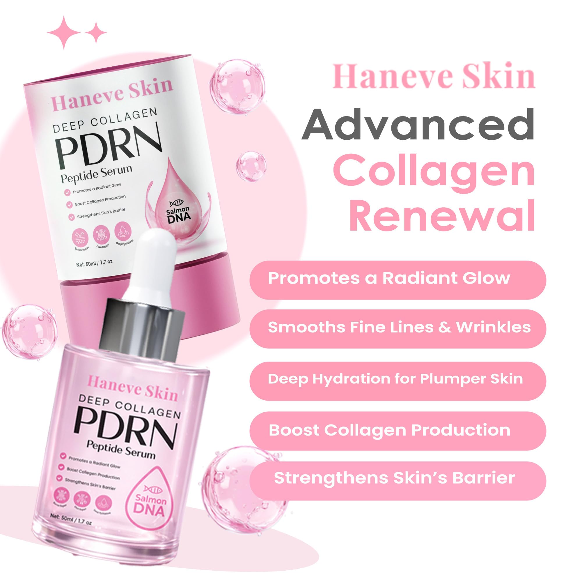 Texture lisse et uniforme grâce au sérum Haneve Deep Collagen.