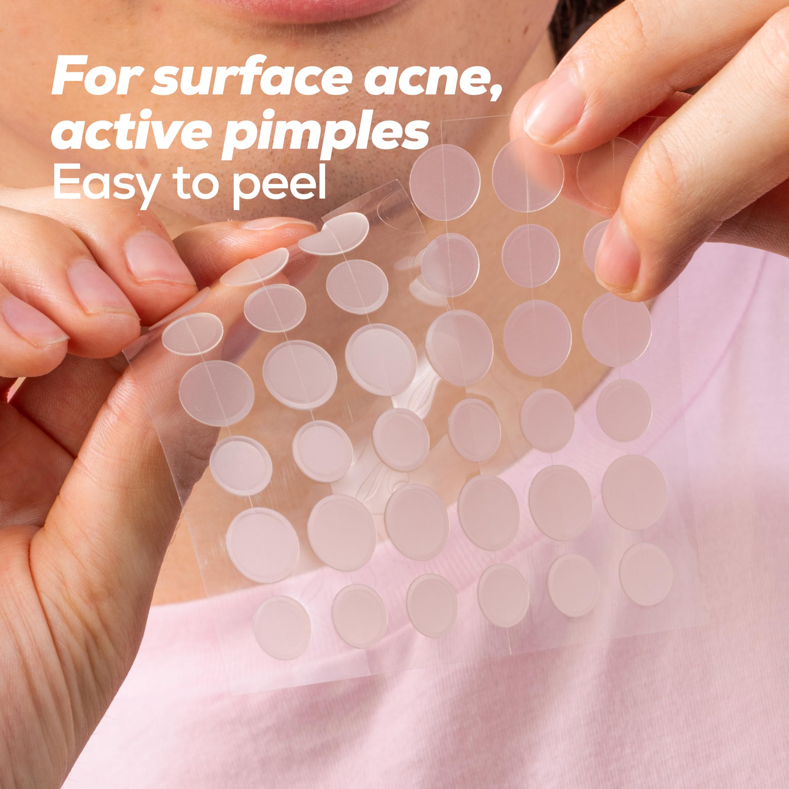 Application visage HANHOO, pansement hydrocolloide neutre et confortable.