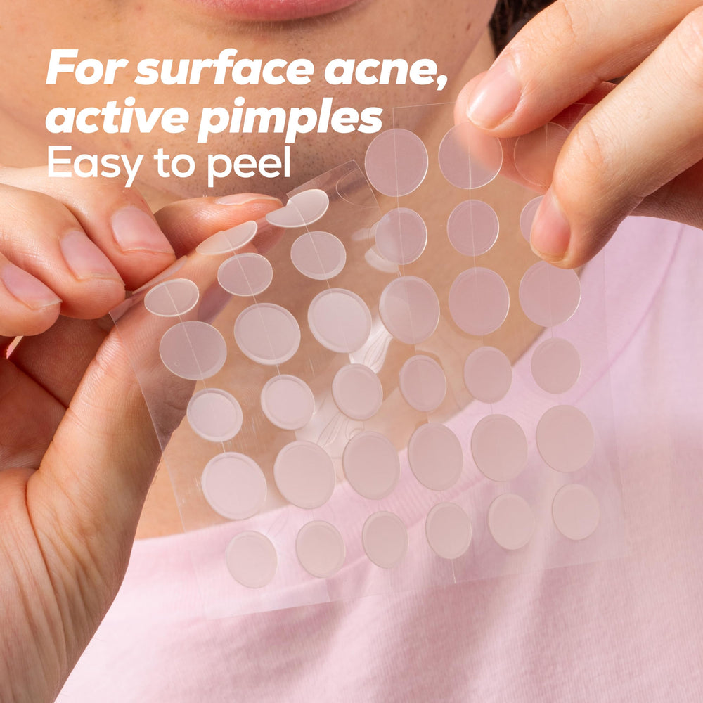 Application visage HANHOO, pansement hydrocolloide neutre et confortable.
