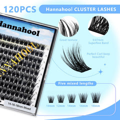 Cils Hannahool D Curl en cluster 12-14-16mm, volume modulable pour style soirée.