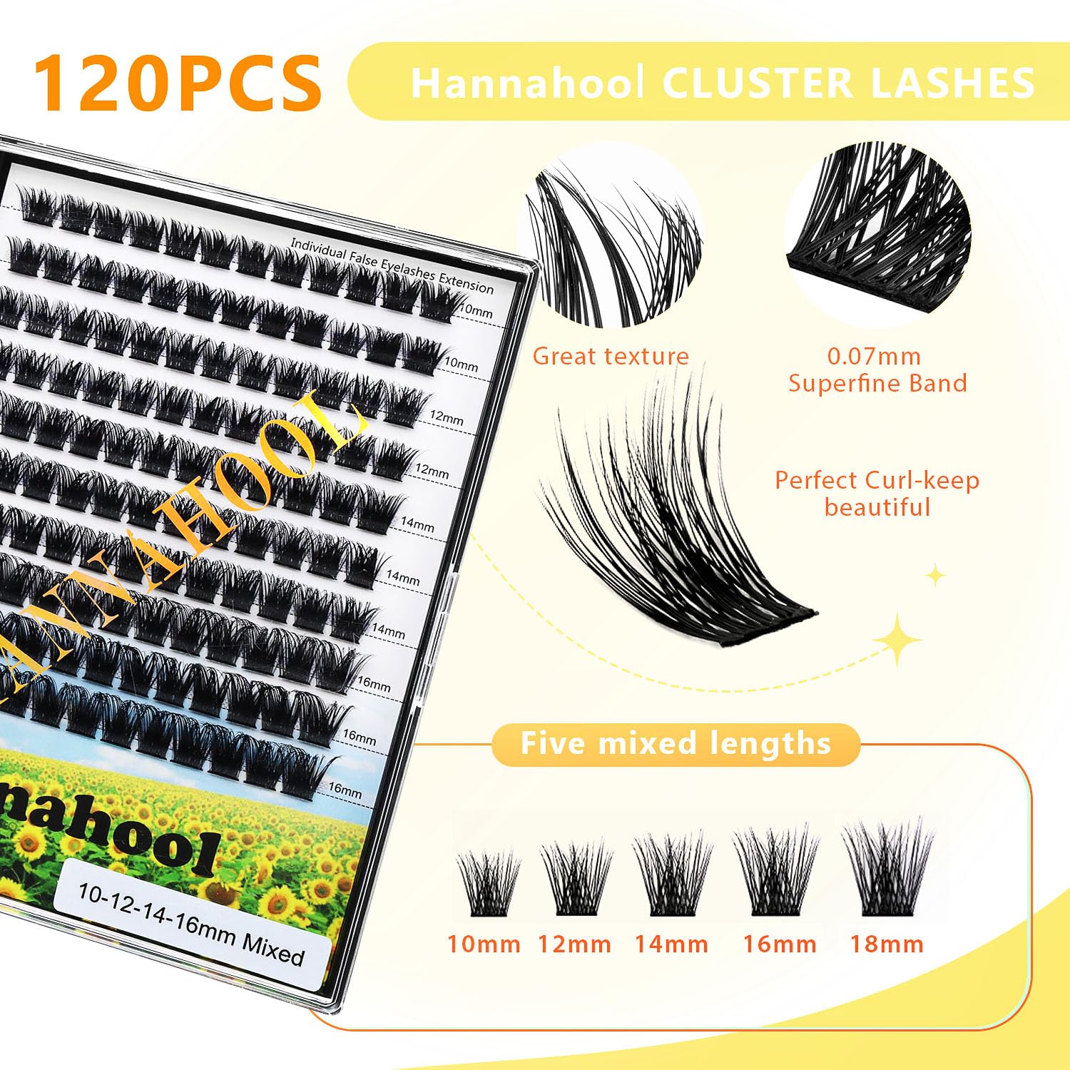 Hannahool cils groupe 12-14-16mm, configuration polyvalente pour DIY.