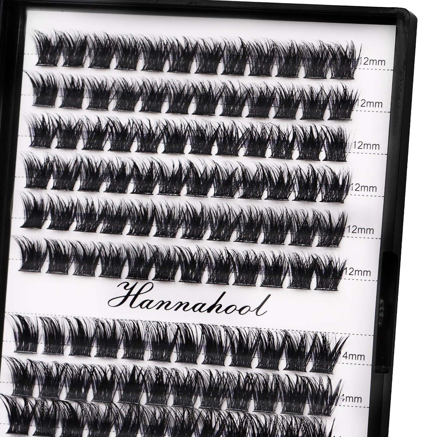 Hannahool faux cils en plaque 12 rangs mélange 14-15-16mm, volume glamour