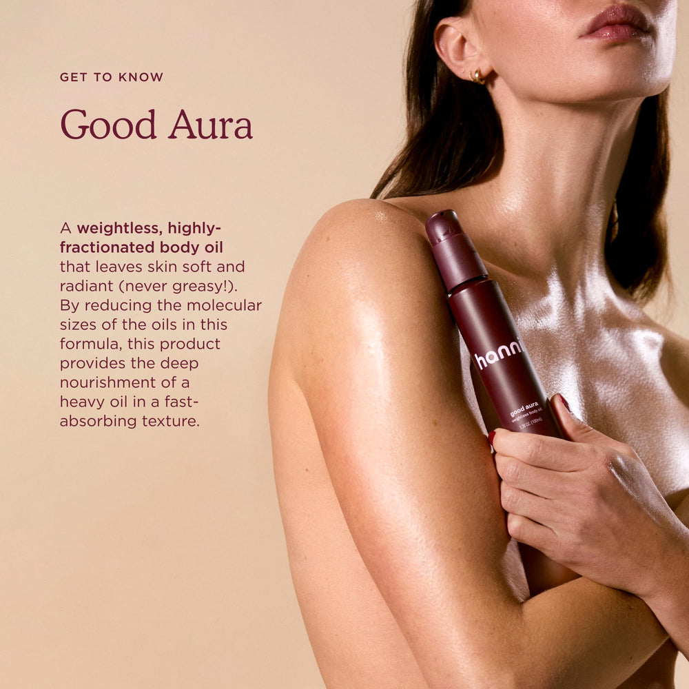 Hanni Good Aura: application post-douche pour une peau soyeuse et lumineuse.