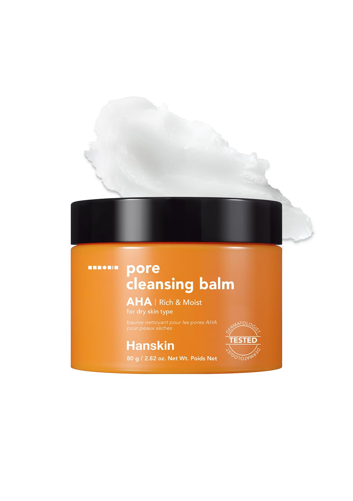 Hanskin baume nettoyant fondant AHA pour pores nets et peau lumineuse.