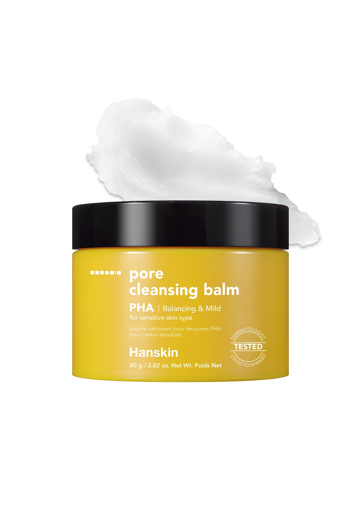 Hanskin PHA Pore Cleansing Balm fondant dans le pot, nettoyage en douceur des pores.