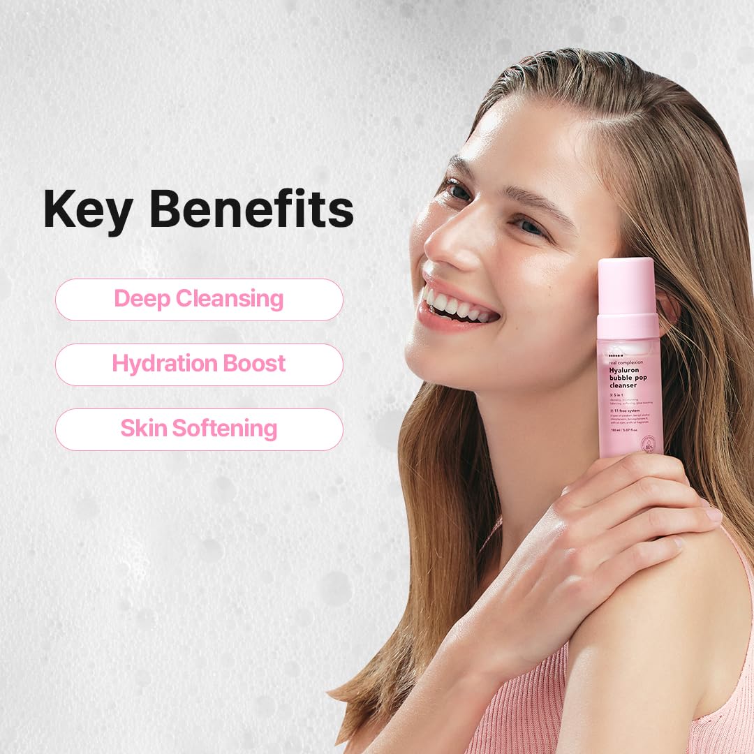 Hanskin Hyaluron Bubble Pop Cleanser, ph-5-5-equilibre : formule douce pour barriere-cutanee.