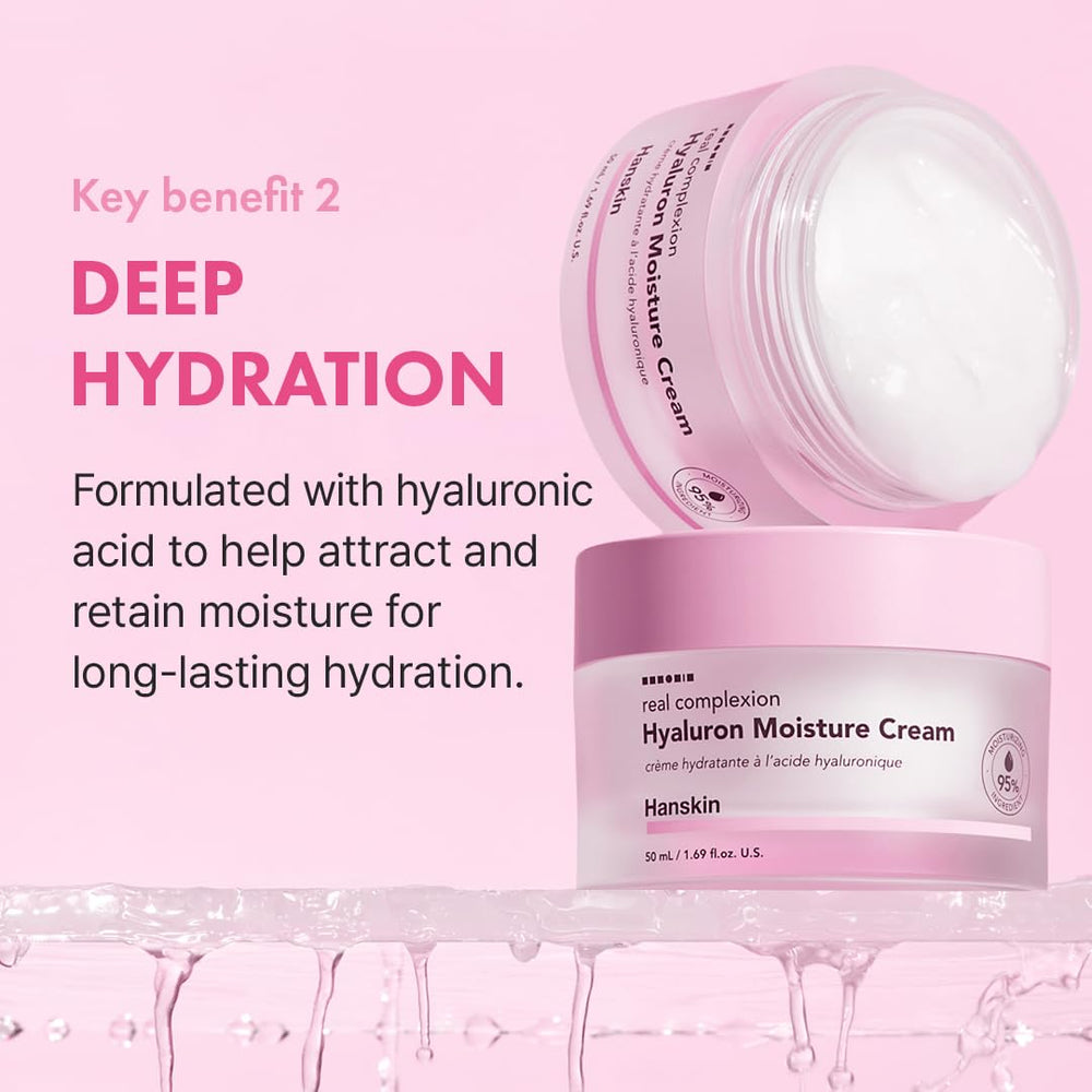 Peau lumineuse et hydratée après Hanskin Hyaluron Moisture Cream.