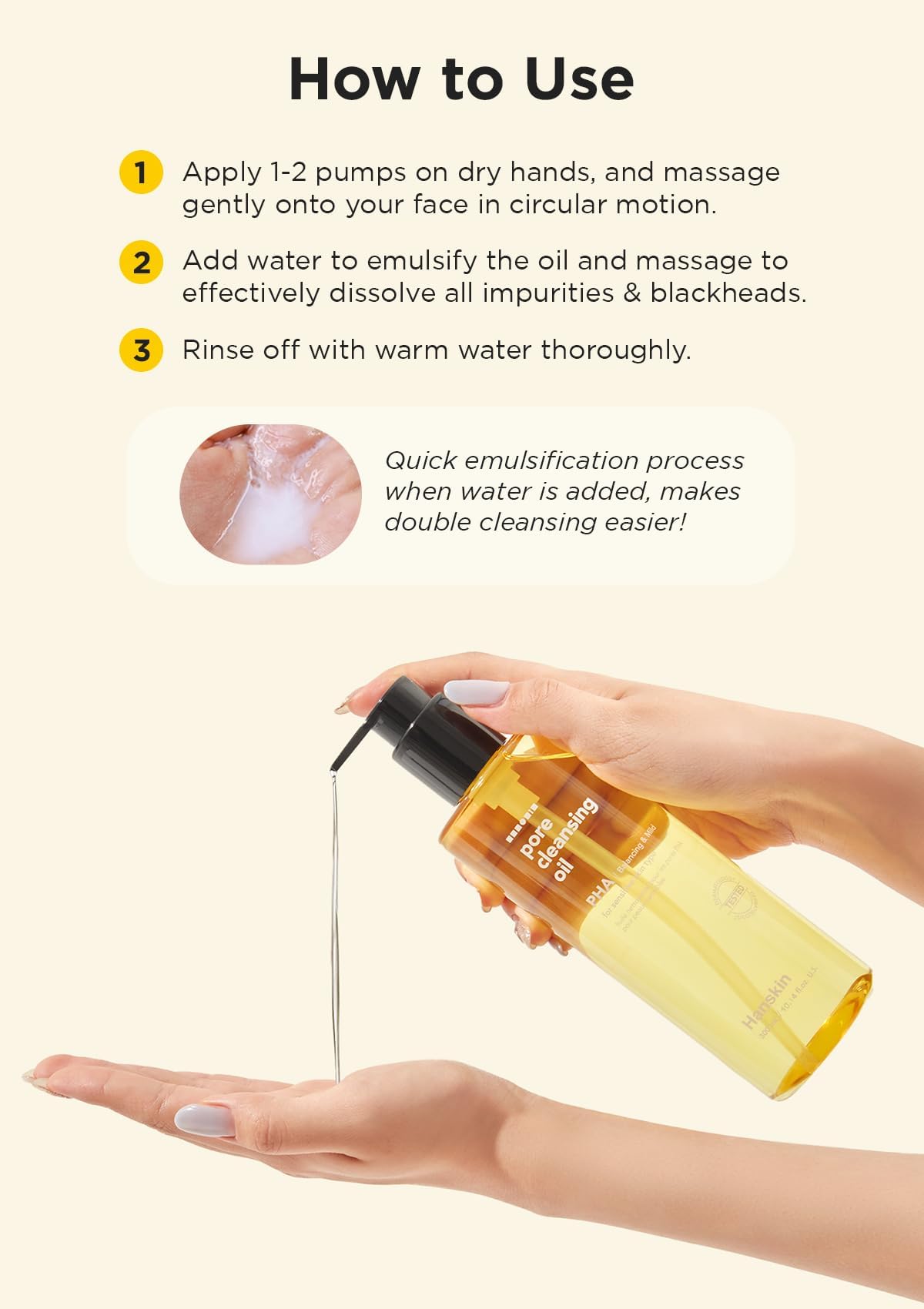 Ingredients nourrissants: huile arbre a the, jojoba et olive dans Hanskin ensemble