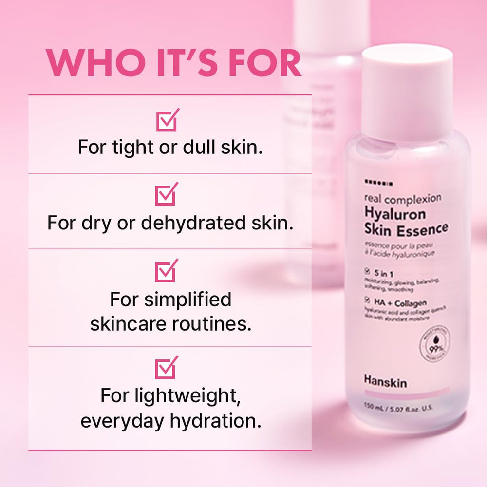 Peau sèche et terne gagne luminosité avec Hanskin Hyaluron Toner.