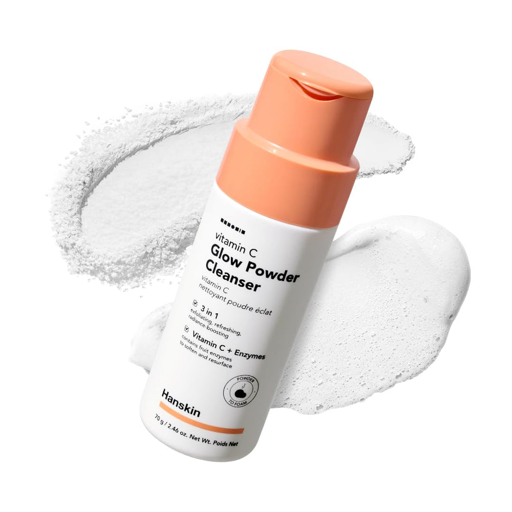 Hanskin vitamine-c glow poudre lavable: éclat et teint homogène.