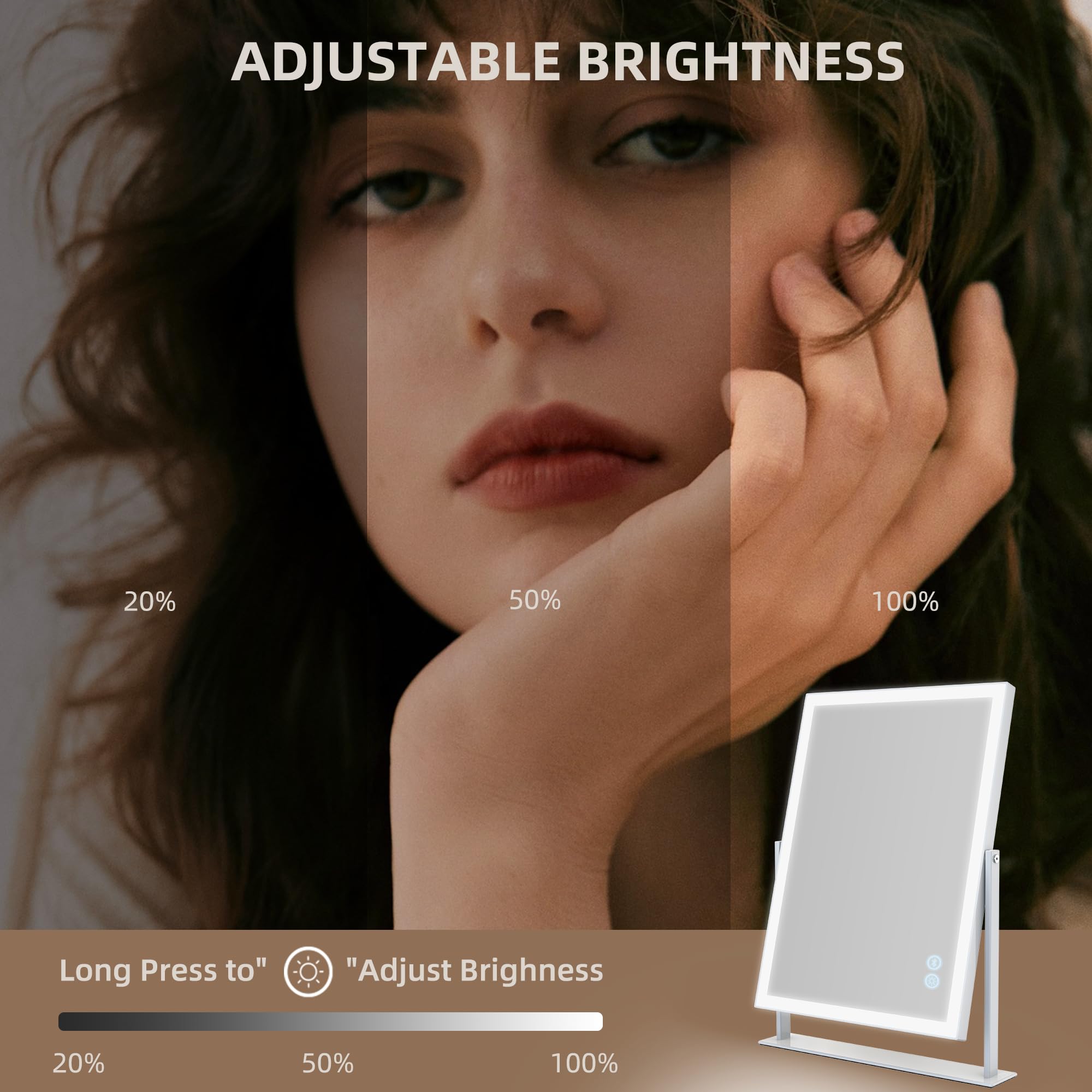 Hansong miroir cadre aluminium stable avec patins antidérapants