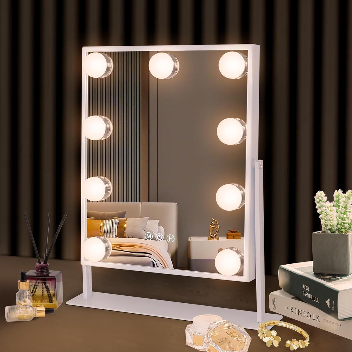 Hansong Miroir beauté avec lumière LED à 9 ampoules pour maquillage précis