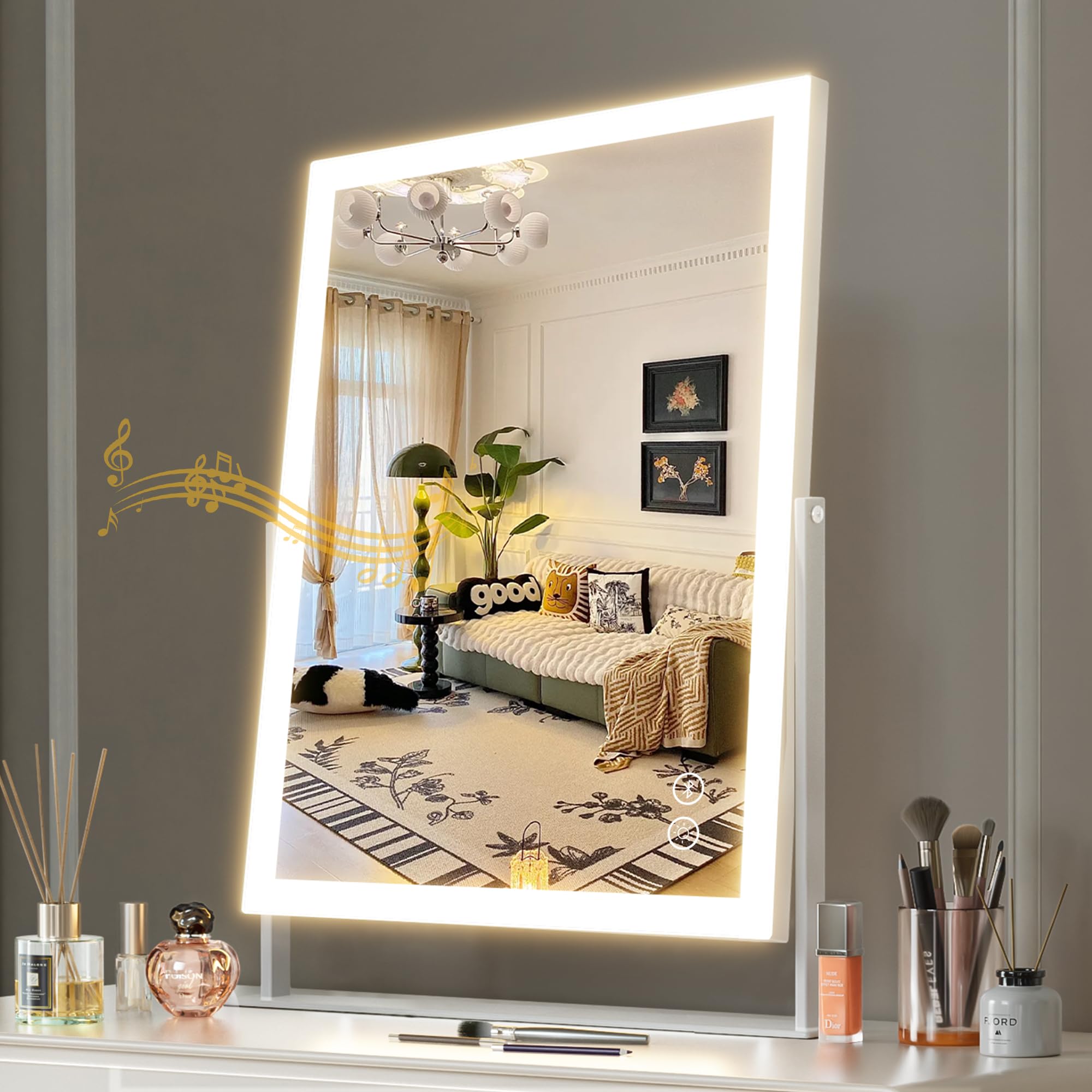 Hansong miroir de beauté avec lumière LED et bouton tactile pour un usage précis