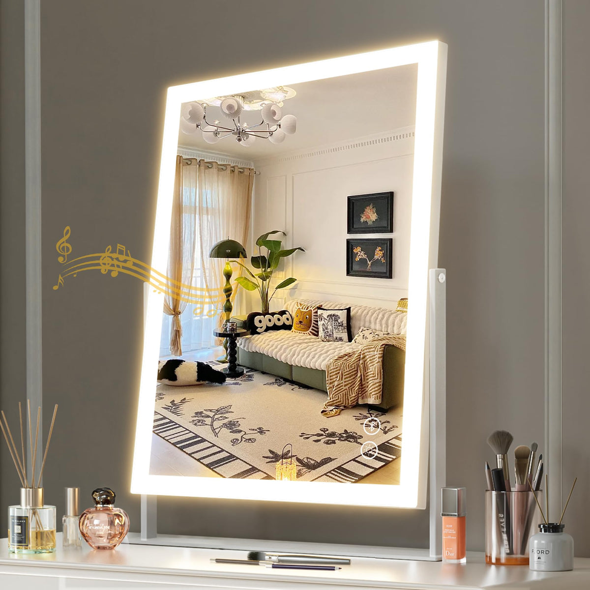 Hansong miroir de beauté avec lumière LED et bouton tactile pour un usage précis