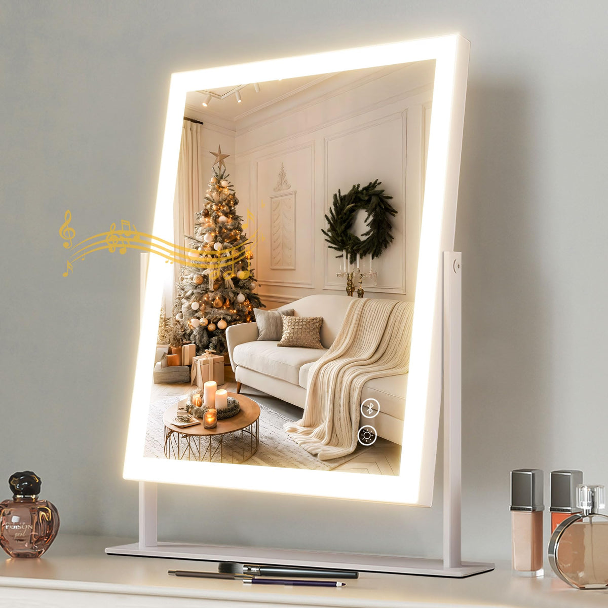 Hansong Miroir Vanity lumineux avec haut-parleur Bluetooth intégré pour ambiance maquillage