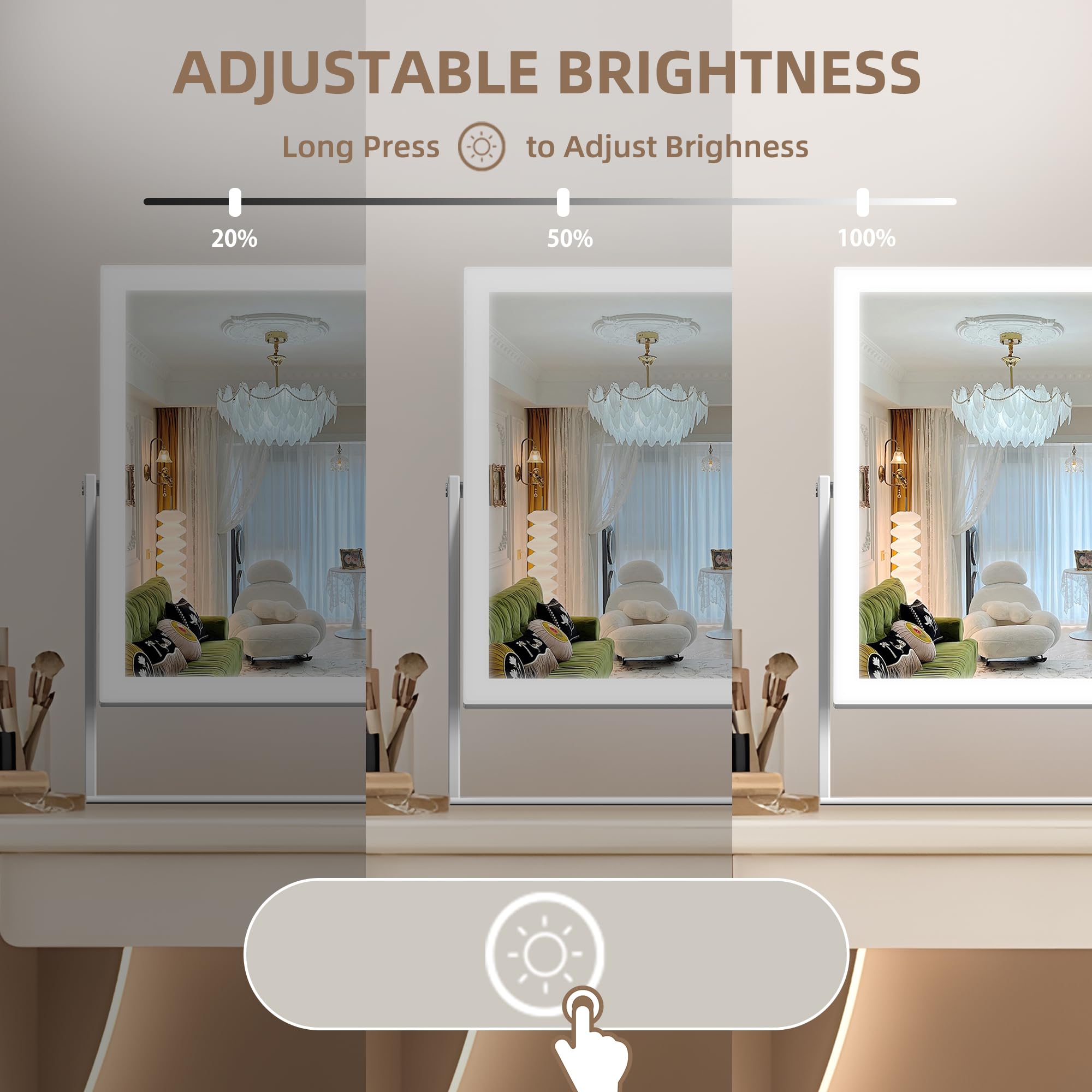 Hansong Miroir Vanity avec rotation à 360° pour ajuster l’angle