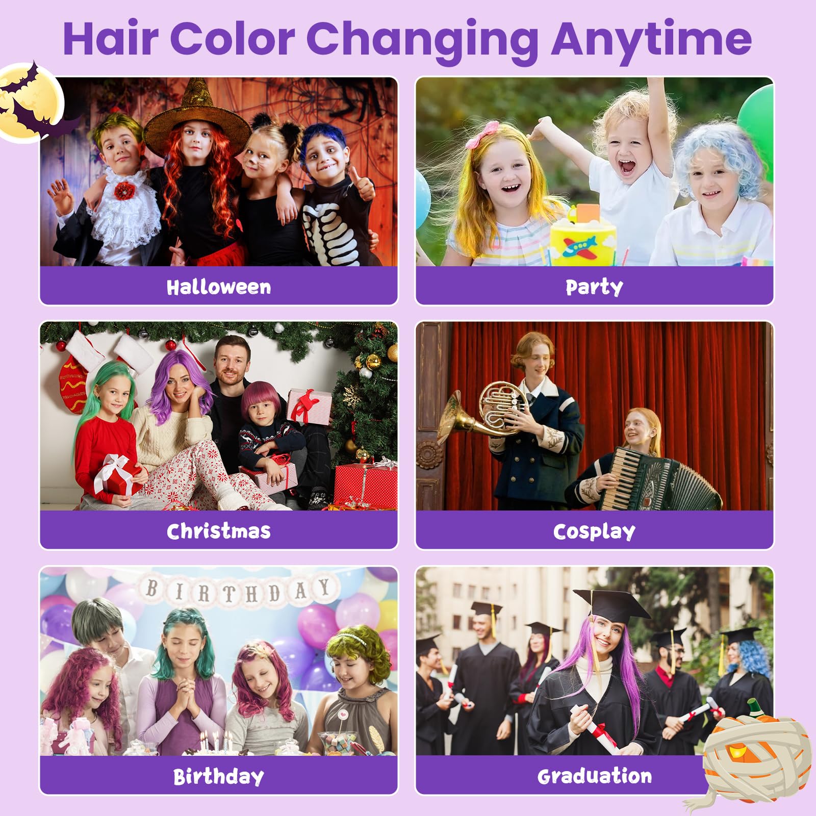 Hansuby coiffure cosplay violet effet: idéal pour cosplay et fêtes à thème