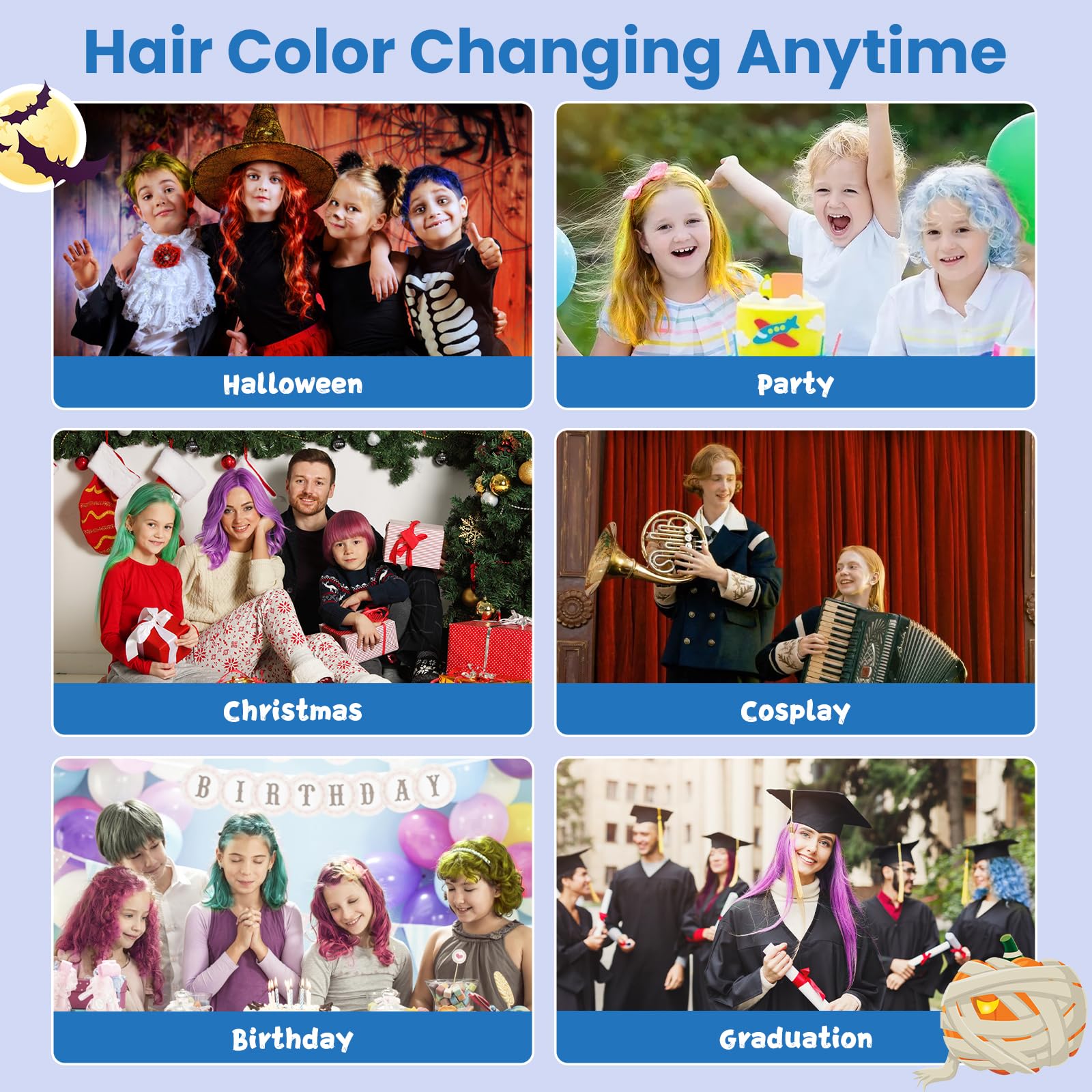 Hansuby bleu rapide coiffure idéale pour fête et costume