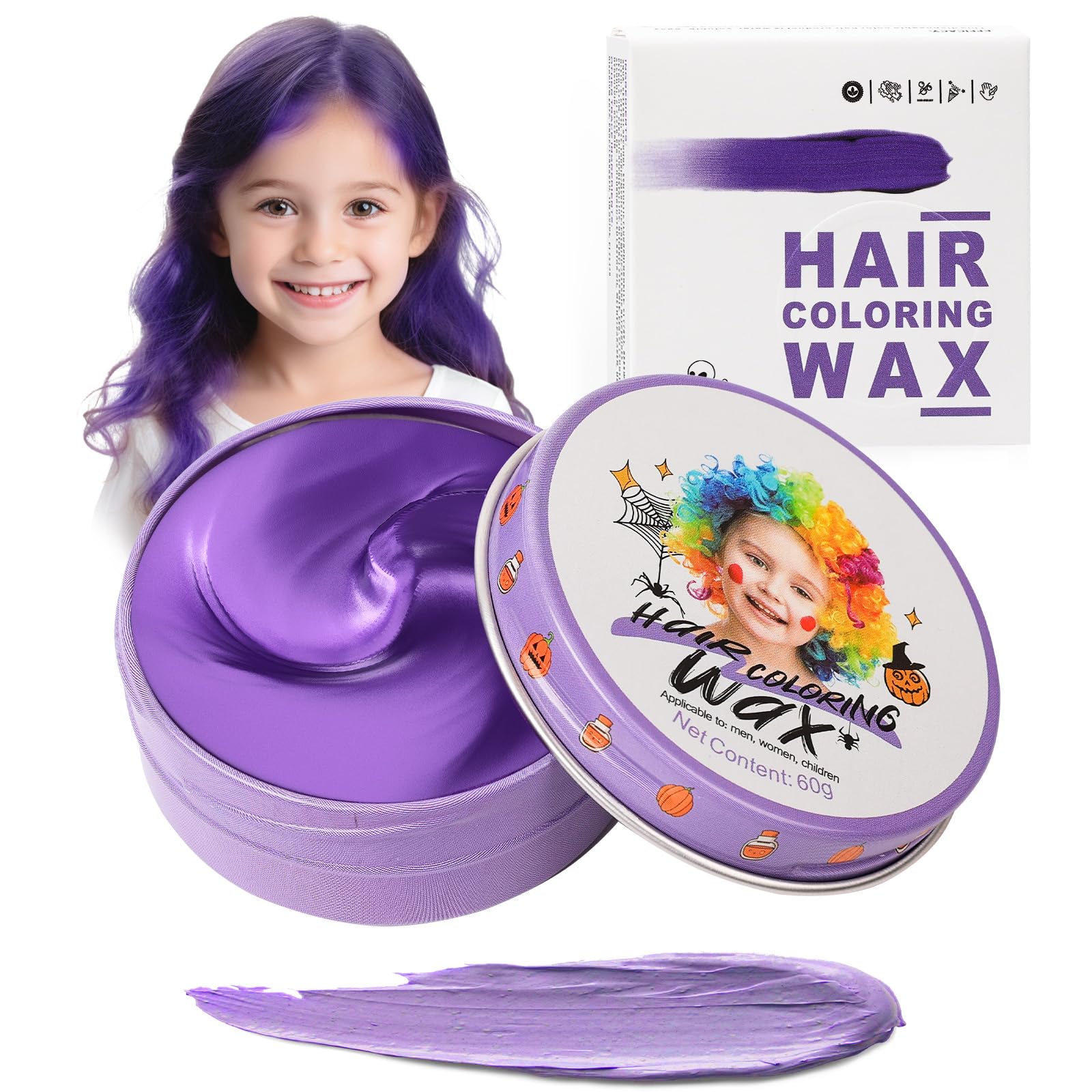 Hansuby teinture-cheveux violette enfant: couleur temporaire facile à appliquer à la maison