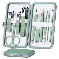 HANTEKAS coffret manucure 10-en-1 avec étui cuir, pratique en voyage.