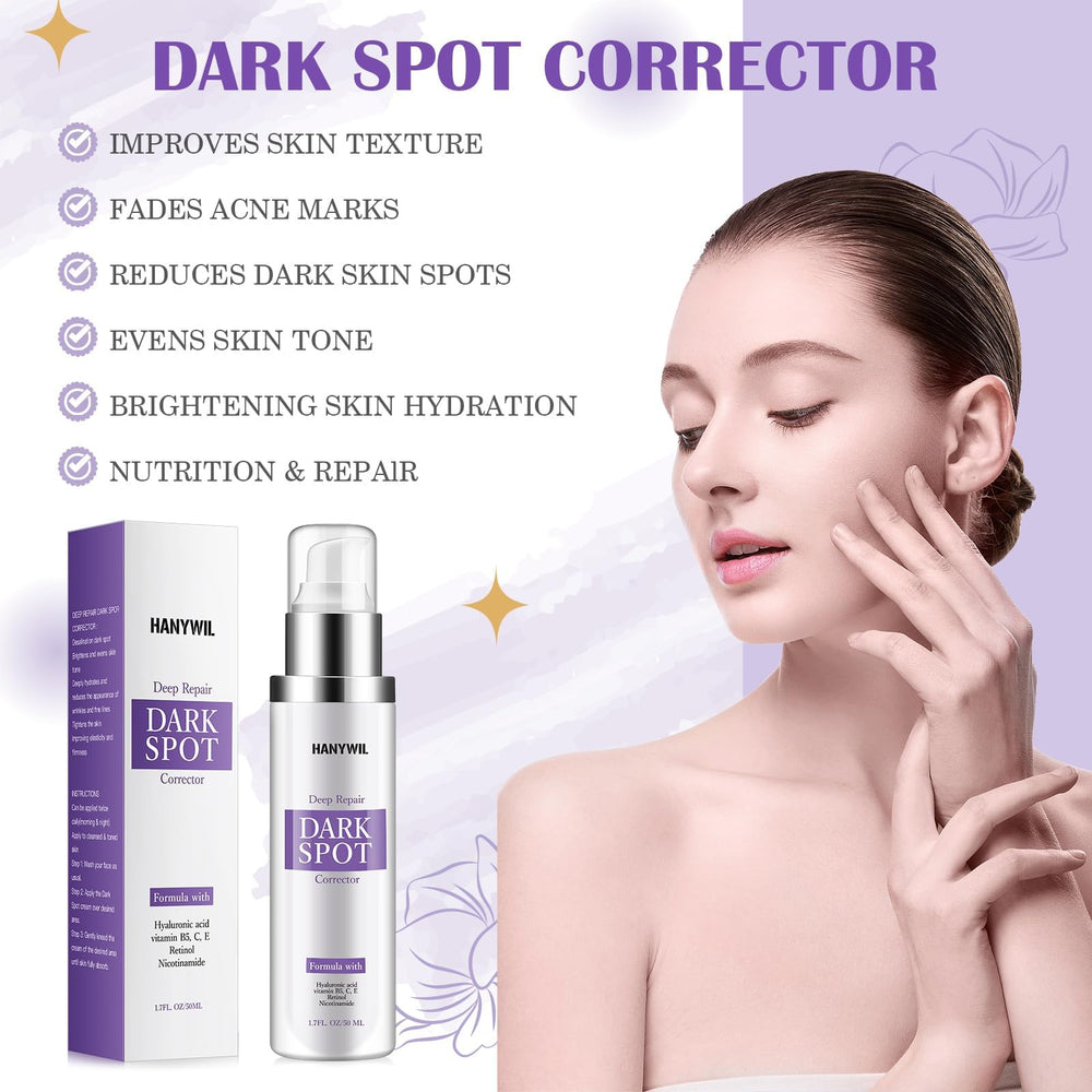 HANYWIL dark-spot serum drops on skin for targeted discoloration correction