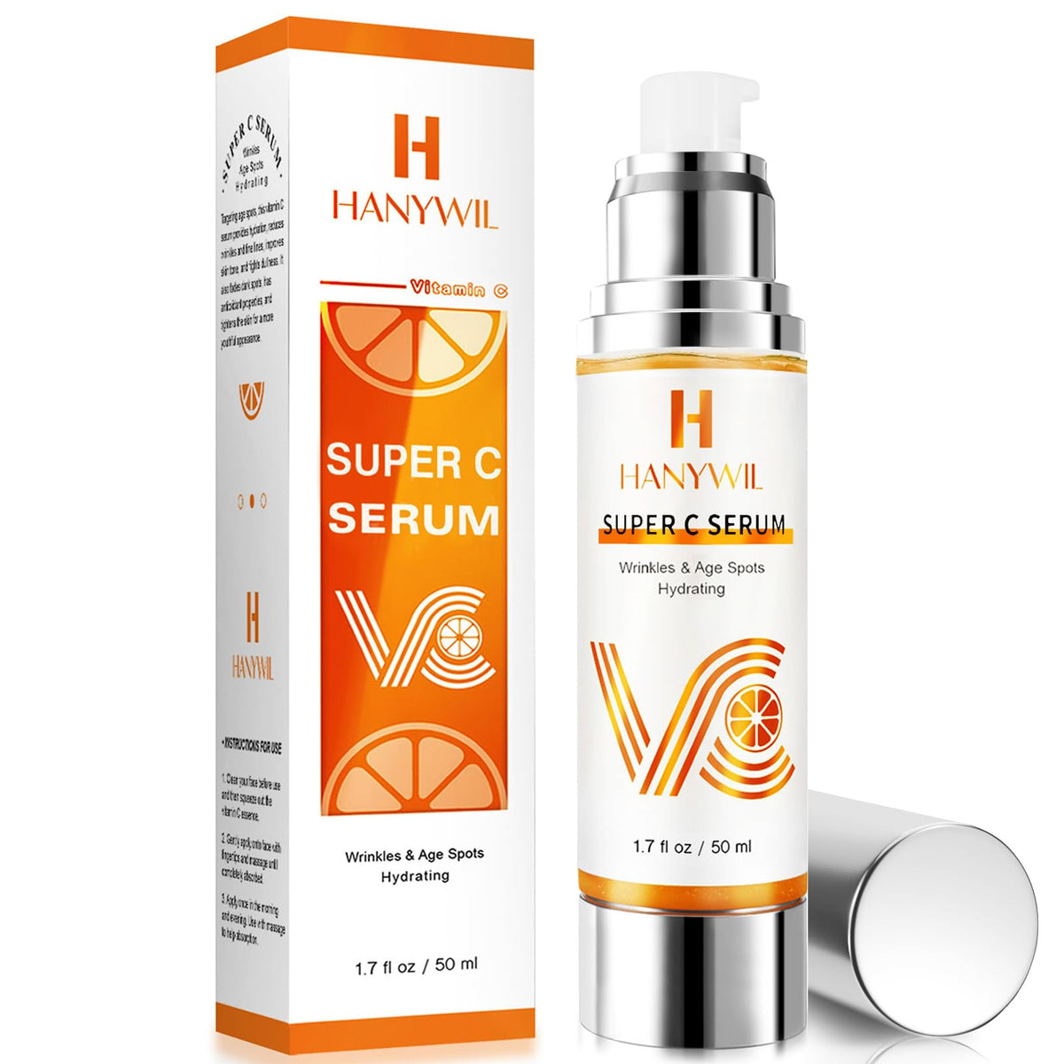 Sérum HANYWIL vitamine C 20% dans sa bouteille, hydratation et éclat.