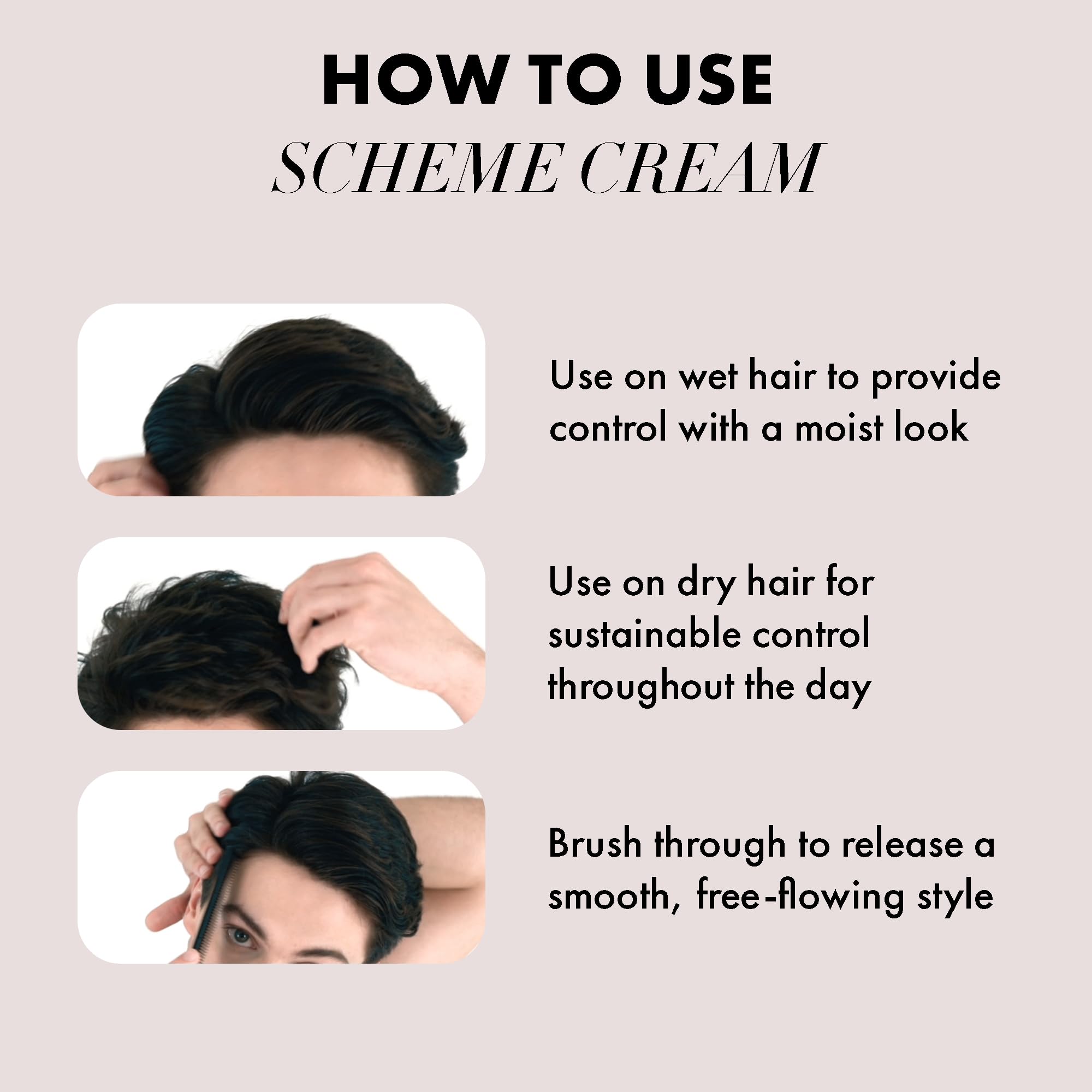 Utilisation sur cheveux secs pour contrôle durable et toucher soyeux.