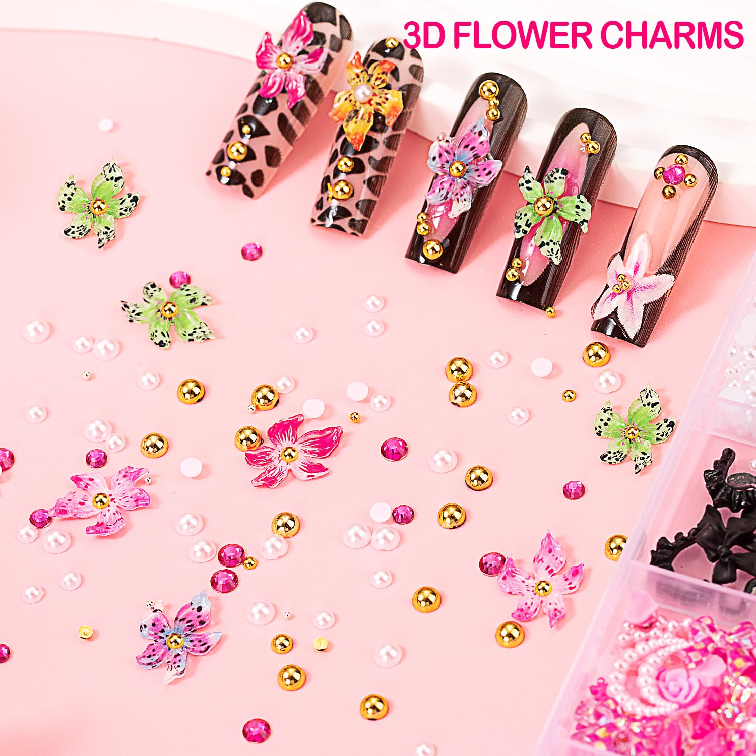 Charms 3D fleur à pétales Haozher pour motifs délicats.