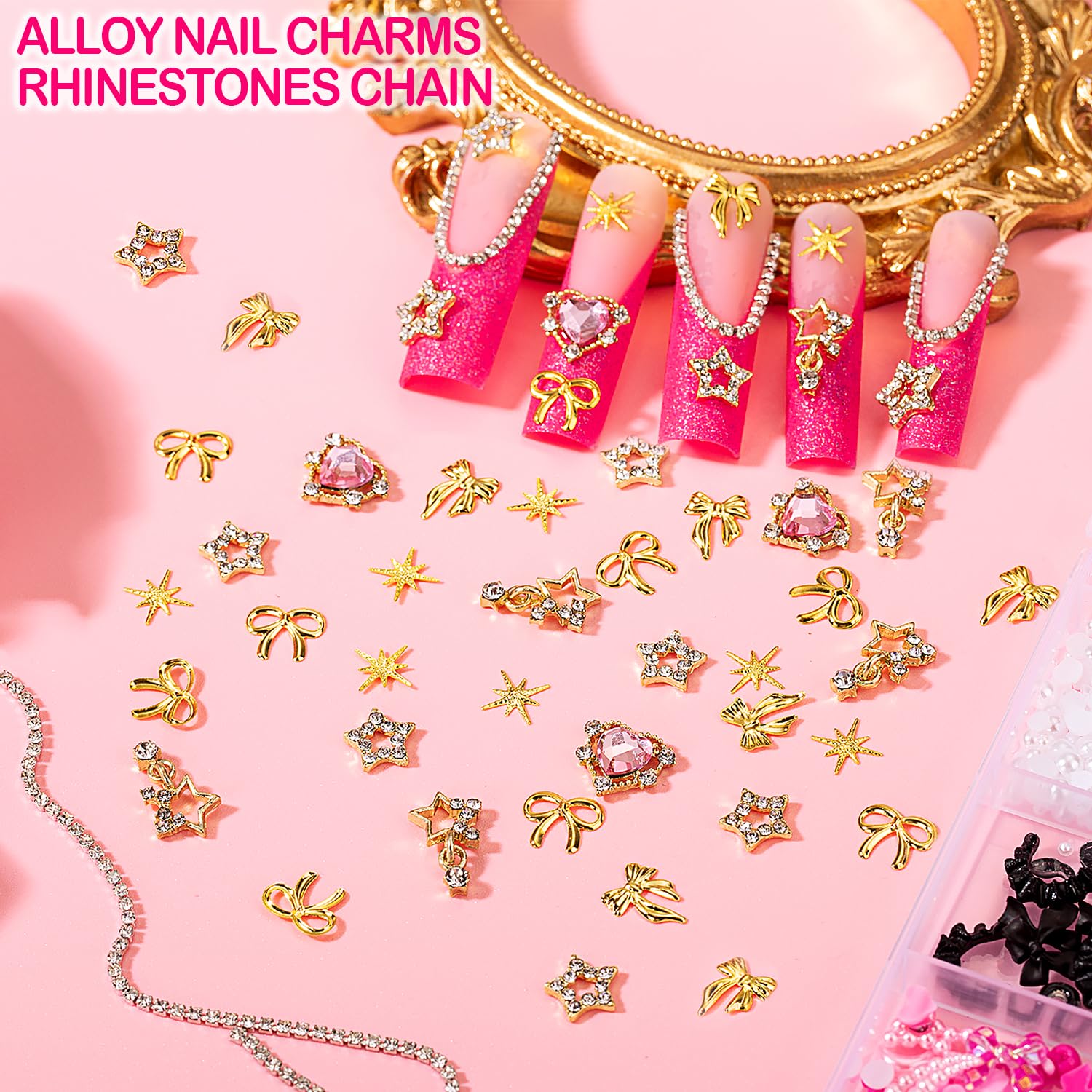 Rhinestones et perles colorées Haozher, éclat irisé pour ongles.