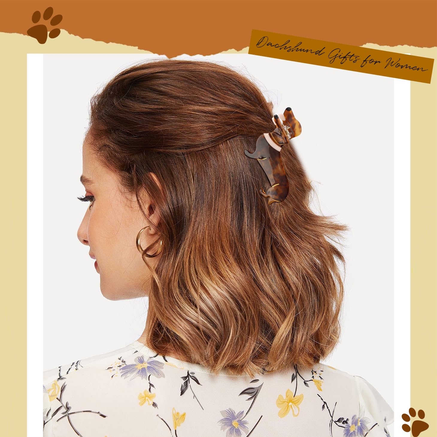 Barrette Hapdoo teckel clip cheveux adorable, accessoire élégant pour coiffure décontractée