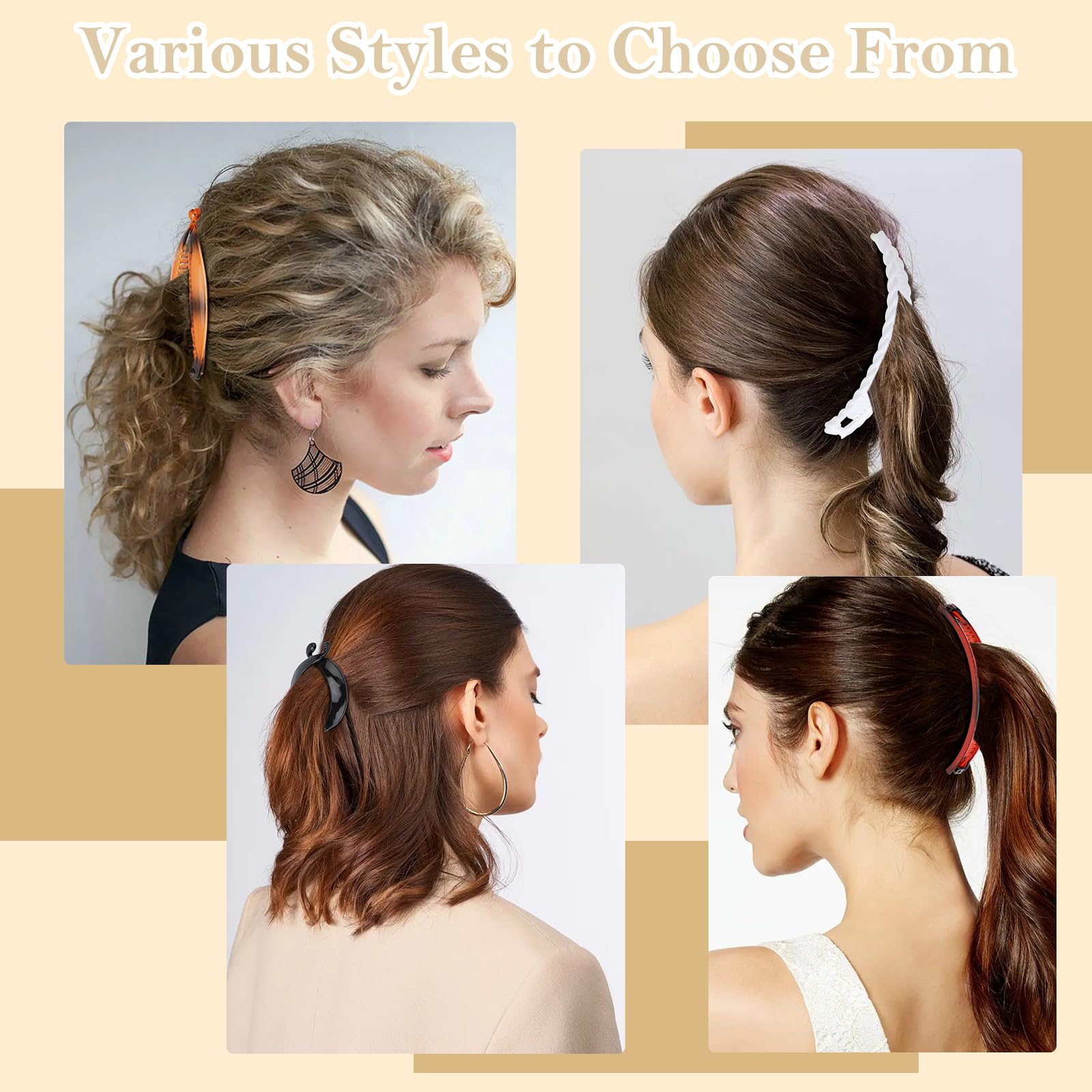 Hapdoo clip banane acrylique transparent, style discret et maintien sûr