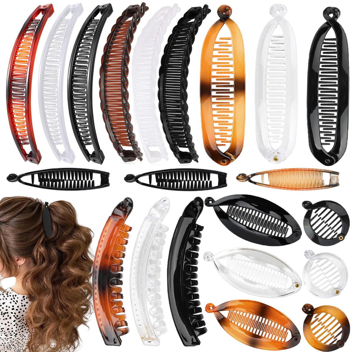 Hapdoo clips banane 21 pièces ensemble, maintien fiable et polyvalence coiffure
