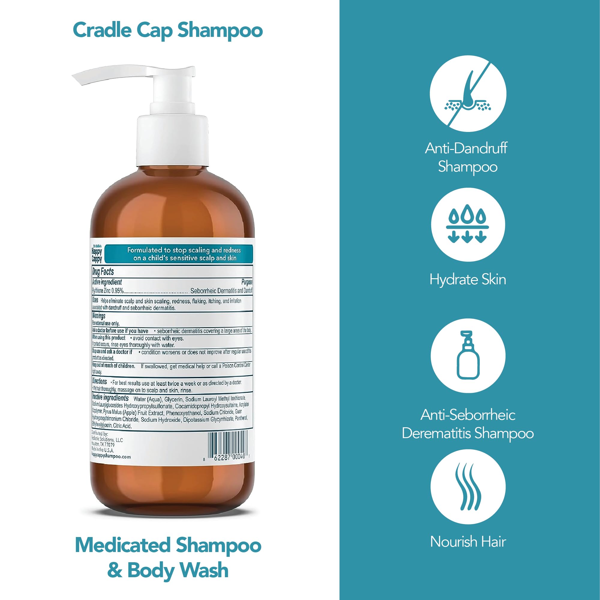 Application du shampoing Happy Cappy sur le cuir chevelu d’un bébé.