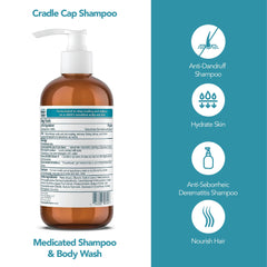 Application du shampoing Happy Cappy sur le cuir chevelu d’un bébé.